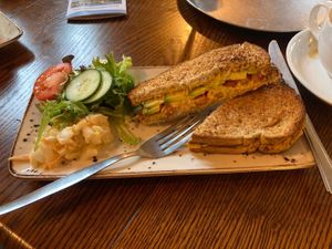 Avocado tomato and humous toasted sandwichh  at Swanbourne Lodge Tearoom in Arundel
