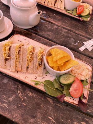 Vegan cheese and chutney sandwiches   at Swanbourne Lodge Tearoom in Arundel