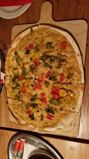 Hummus flamkuchen at Cafe Guglhupf in Munich