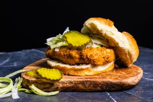 Crispy ChickUn Sandwich at Not Ya Mama's Vegan Cafe in Salem