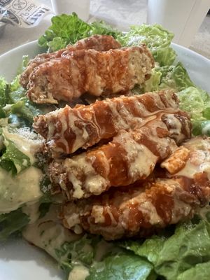 Buffalo chicken Cesare saladd  at Not Ya Mama's Vegan Cafe in Salem