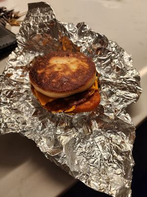 Sausage breakfast sandwich at Not Ya Mama's Vegan Cafe in Salem