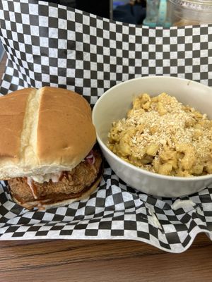 Buff chik’n n mac   at Not Ya Mama's Vegan Cafe in Salem