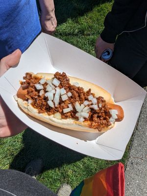 coney dog, no mustard (ne veg fest) at Not Ya Mama's Vegan Cafe in Salem