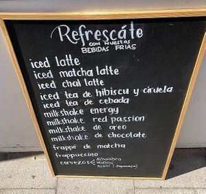 Beverages menu at Sweet Studio in Madrid