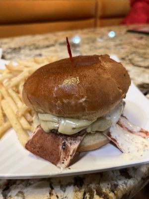 Blue cheese bacon burger (BBB)  at The Soulful Vegan in Akron