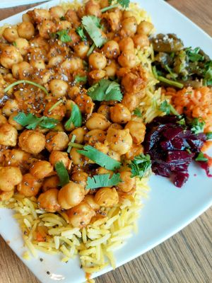 Chickpea platter minus the yogurt at Flavors of Morocco - Southern Market in Lancaster
