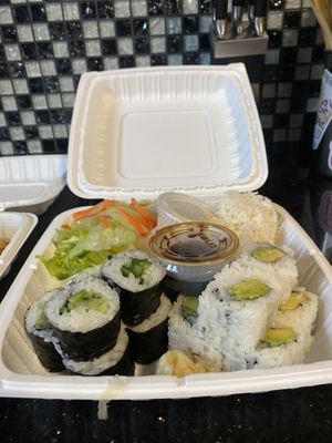 Veggie Bento Box w/Avocado and Cucumber Rolls  at Joy Sushi in San Leandro