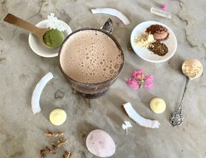 Hang Loose: kava, cacao, coconut oil, cinnamon, coconut milk, coconut sugar.  at Herbalista Love in Cabarete