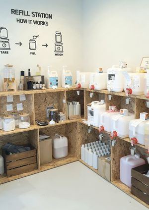 refill station with laundry detergent, soaps etc at Thanks To Zero Waste - 덕분애 제로웨이스트샵 in Seoul