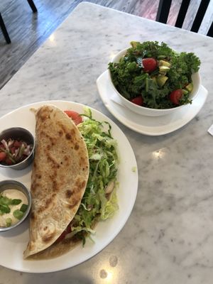 Vegan / Gluten Free taco and side kale salad at Frida's in University City