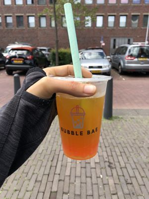 Vegan poppings in this bubble tea  at Bubble Bae in The Hague