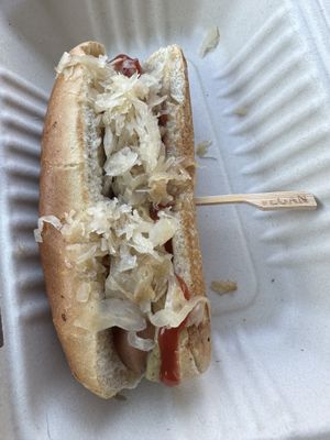Impossible hot dog  at Secret Vegan Kitchen in New York City