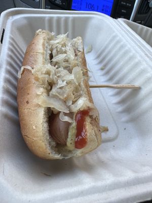 Impossible hot dog  at Secret Vegan Kitchen in New York City