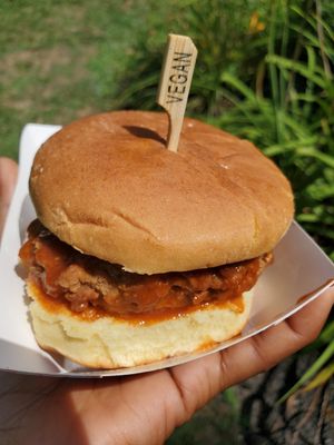 Fried Buffalo chick'n sandwich at Secret Vegan Kitchen in New York City
