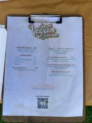 Menu w/ Prices at Secret Vegan Kitchen in New York City