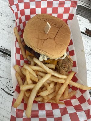 Bacon cheddar ranch fried chicken sandwich  at Secret Vegan Kitchen in New York City