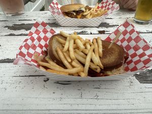 Reuben and Bacon cheddar ranch fried chicken sandwich  at Secret Vegan Kitchen in New York City