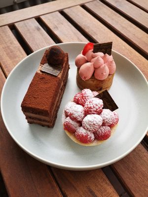 Chocolate, Rhubarb, Raspberry at Isabella Glutenfeie Pâtisserie in Frankfurt