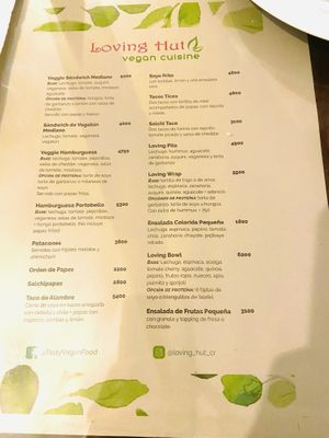 Menu   at Loving Hut - Costa Rica in Heredia