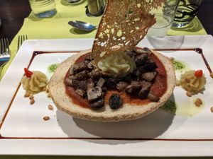 The bruschetta starter (vegan) at La Table de Clervaux in Clervaux