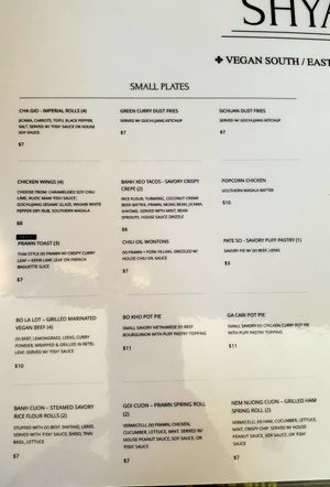 menu June 22 at SHYAMA - CLOSED in Canoga Park