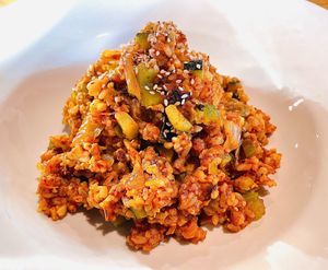 Kimchi jasmine fried rice w/ tempeh   at SHYAMA - CLOSED in Canoga Park