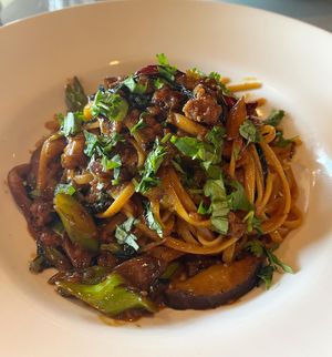 Miso wakame linguine w/oyster mushrooms (not deep fried version)  at SHYAMA - CLOSED in Canoga Park
