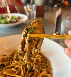 Mushroom from the miso wakame linguine  at SHYAMA - CLOSED in Canoga Park