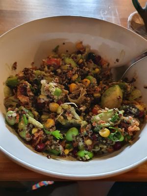 Warm quinoa salad with avocado at Art Cafe in Ziar Nad Hronom