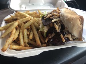 Western bbq burger  at Juicy J's Smoked Burgers in Poulsbo