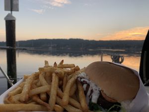 Red and blue  at Juicy J's Smoked Burgers in Poulsbo