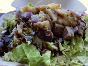 Hawaiian entree -salad style  at Juicy J's Smoked Burgers in Poulsbo