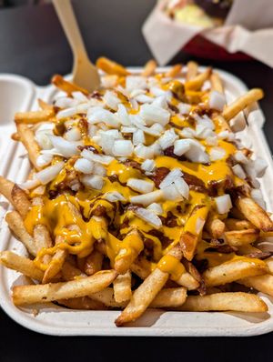 Large chili cheese fries at Juicy J's Smoked Burgers in Poulsbo