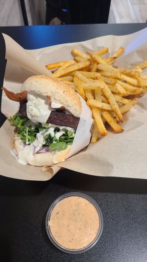 Bleu cheese burger at Juicy J's Smoked Burgers in Poulsbo