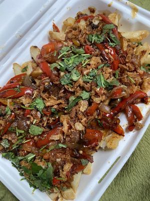 Vegan Salt and pepper chilli chips  at Junkbox in Douglas