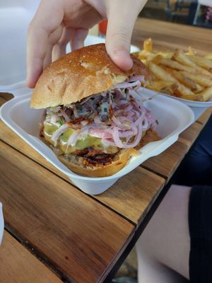 Son loved his burger at Junkbox in Douglas