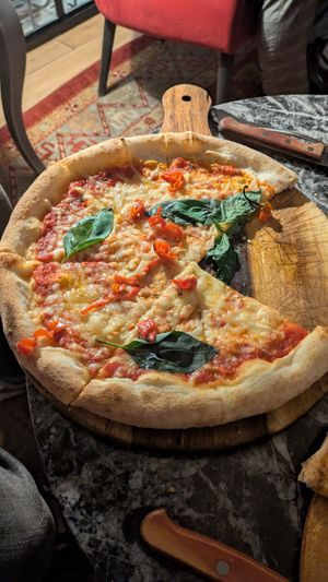 Vegan Margherita with extra chilli at Gatto Matto Ristorante in Bratislava