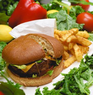 Sunshine Burger w cheese at Sunshine's Vegan in Houston