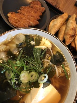 Gyoza Ramen with Chicken Katsu add on  at Cookatoo Kitchen in Richmond