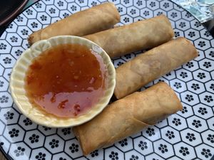 Papaya spring rolls. Really good!  at Cookatoo Kitchen in Richmond