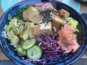 Tofu poke bowl. Really good and filling  at Cookatoo Kitchen in Richmond
