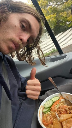 Thumbs up from Rhys  at Cookatoo Kitchen in Richmond