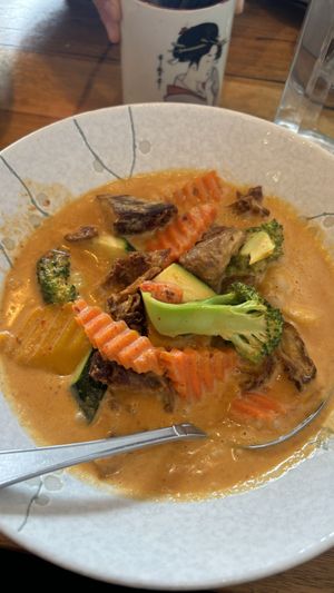 Vegan "duck” curry  at Cookatoo Kitchen in Richmond