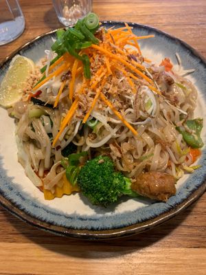 Pad Thai! Huge portions generous amounts of vegan chickun and veggies.  at Cookatoo Kitchen in Richmond
