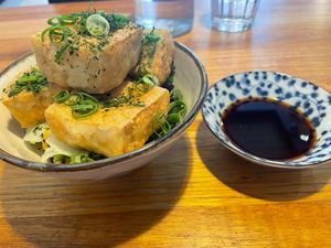 Agedashi tofu! Delish! Crispy on outside soft in the centre at Cookatoo Kitchen in Richmond