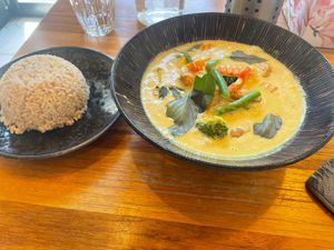 Chicken green curry! Amazing! at Cookatoo Kitchen in Richmond