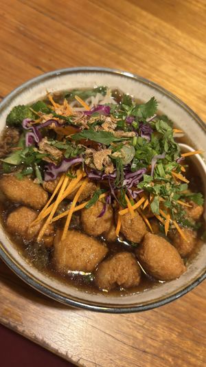 “Chicken” noodle soup. Delicious and filling   at Cookatoo Kitchen in Richmond