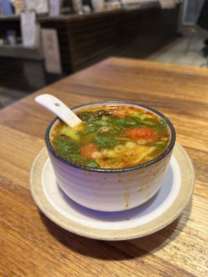 Appetizer-tom yum soup great for cold night!   at Cookatoo Kitchen in Richmond