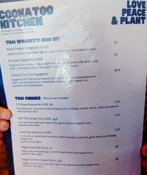 Menu Dec 2025 at Cookatoo Kitchen in Richmond